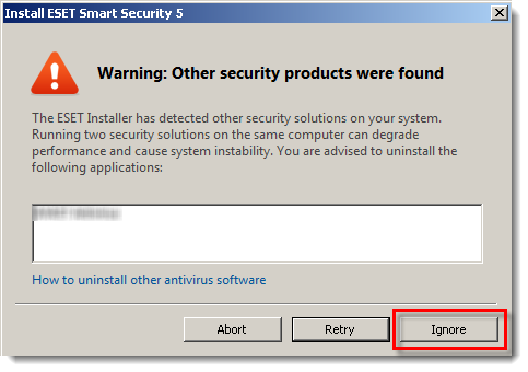 Warning Other security products were found