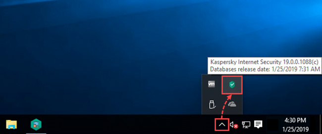 The Kaspersky Internet Security icon on Taskbar