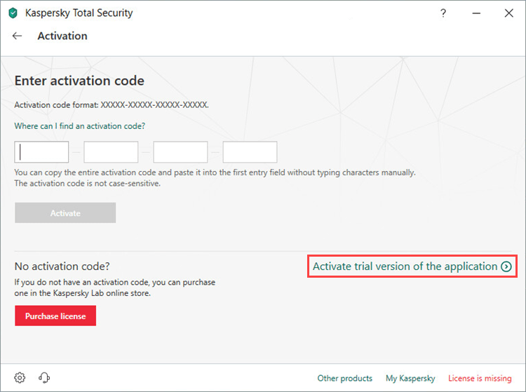 Applying the trial license to Kaspersky Internet Security 19