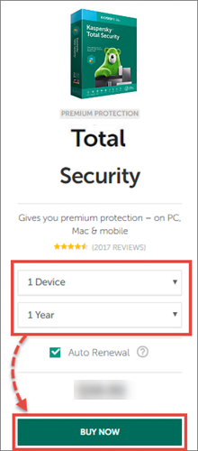 Buying the license for Kaspersky Total Security 20