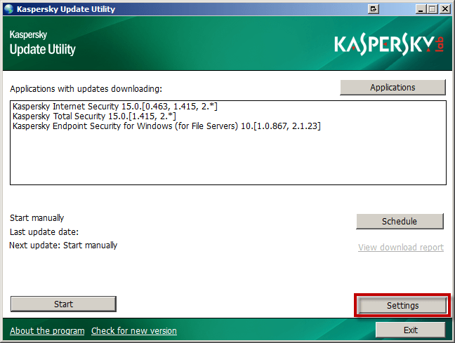 Включите трассировку Kaspersky Update Utility 3.0, нажав на кнопку Параметры.