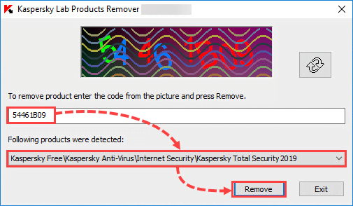 Removing an application with the kavremover tool