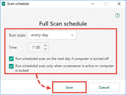 Configuring a scan schedule in Kaspersky Internet Security 19