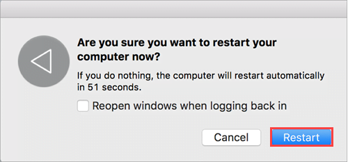 Confirming Mac OS (OS X) reboot