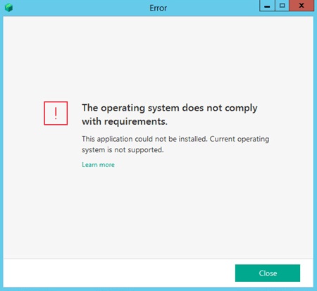 Error when installing a Kaspersky product