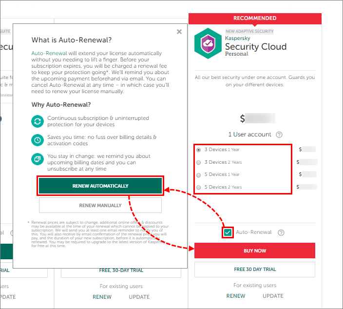 Renewing a license with the auto-renewal option enabled