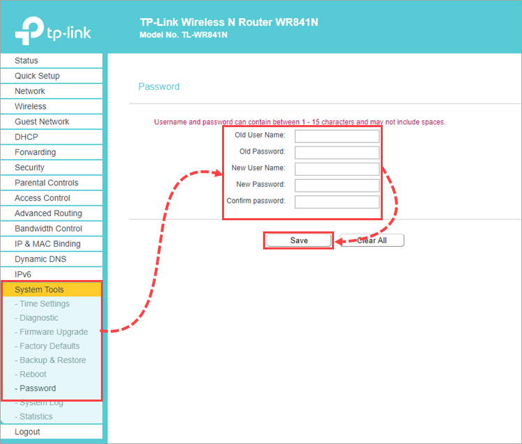 Changing the password for a TP-Link router