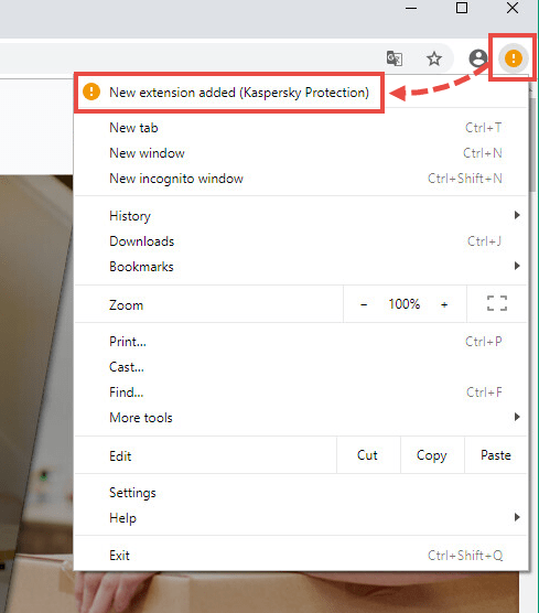 Adding a Kaspersky Protection extension to Google Chrome