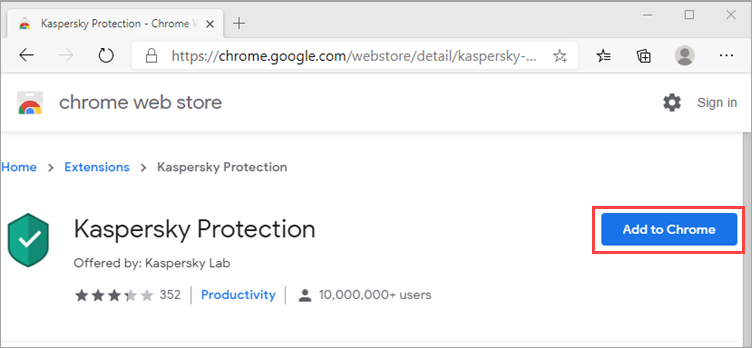 Installing Kaspersky Protection extension in Edge based on Chromium