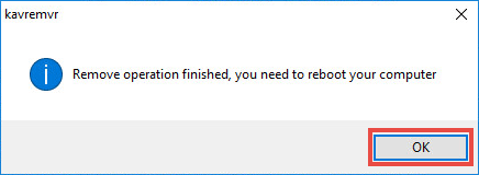 The computer reboot prompt pop up.