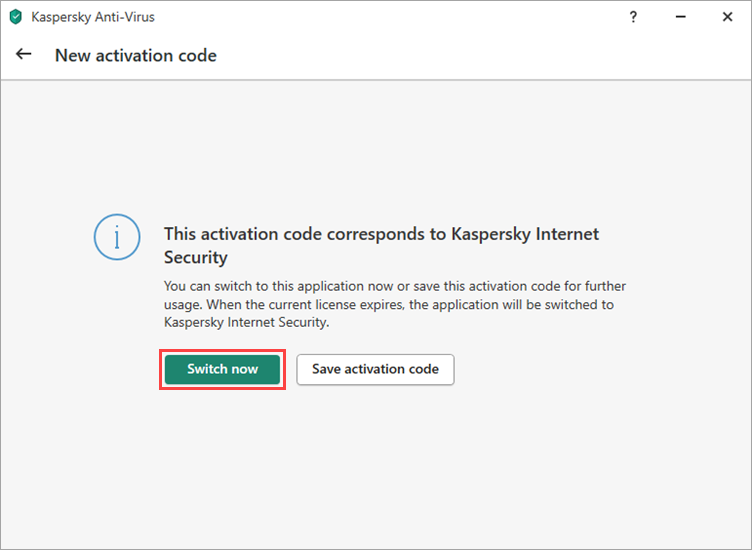Image: Application window with message that the activation code corresponds to another application