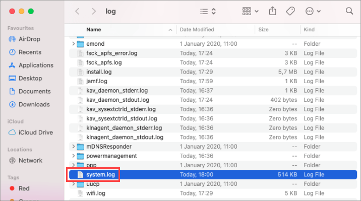 Saving the system.log file on macOS Big Sur