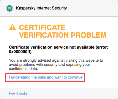 A warning about the certificate problem