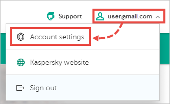 Opening the Account settings in My Kaspersky