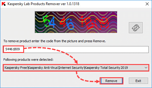 Uninstalling a Kaspersky application using the kavremover tool