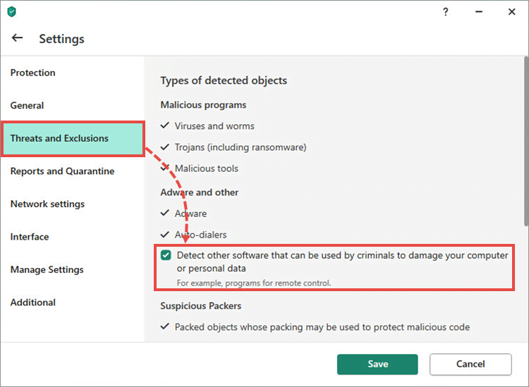 Enabling detection of vulnerable software in a Kaspersky application" alt="Enabling detection of vulnerable software in a Kaspersky application
