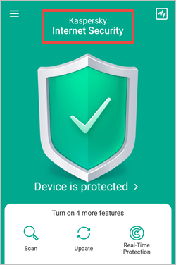 The application name in the main window of a Kaspersky application for Android