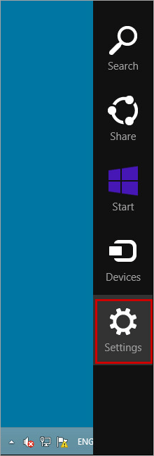 Opening the Settings window in Windows 8, 8.1