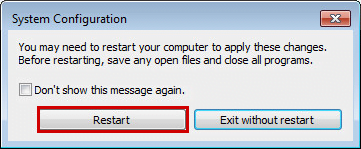 Confirming PC restart in Windows Vista, 7