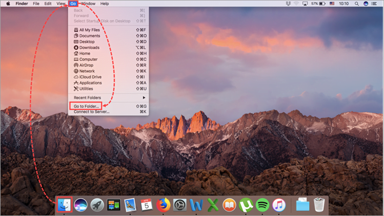 Going to the folder through Finder in mac OS (OS X)