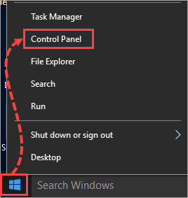 Opening Control Panel in Windows 10