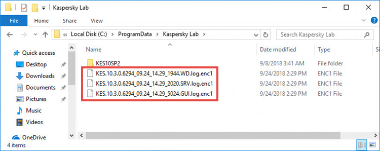 Trace files in Kaspersky Endpoint Security 10 for Windows