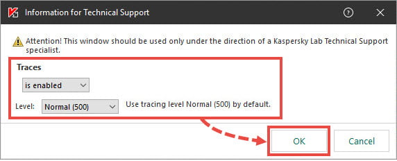 Adjusting tracing in Kaspersky Endpoint Security 11.x for Windows