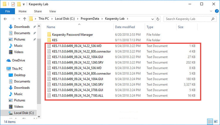 Trace files in Kaspersky Endpoint Security 11.x for Windows