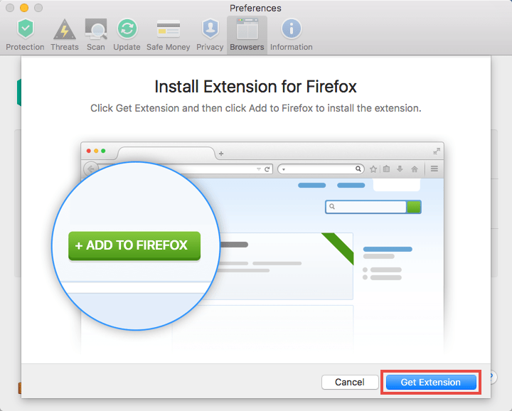 Image: installing the extension to Firefox