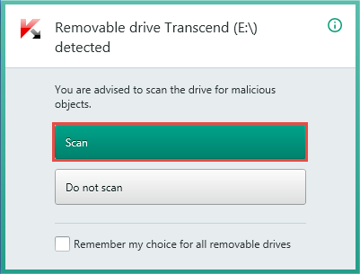 Image: the notification on checking the removable drive.