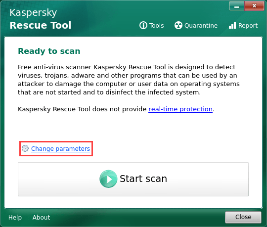 Opening the computer scan settings