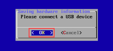 Connecting a USB to save hardware information in Kaspersky Rescue Disk 2018