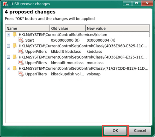 The USB Recover tool scan results