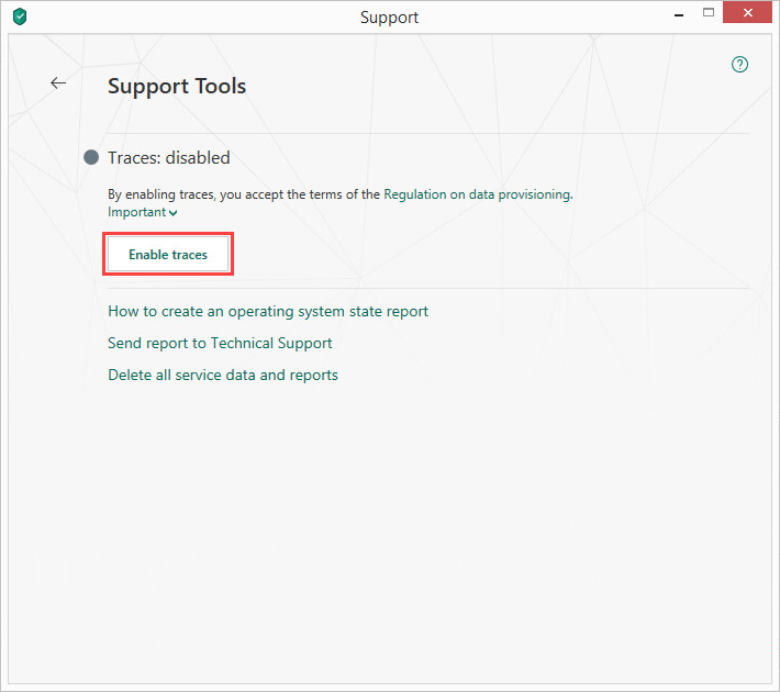 Enabling tracing of important events in Kaspersky Security Cloud 19