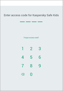 Access code request window in Kaspersky Safe Kids