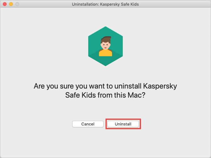 Confirming uninstallation of Kaspersky Safe Kids for Mac