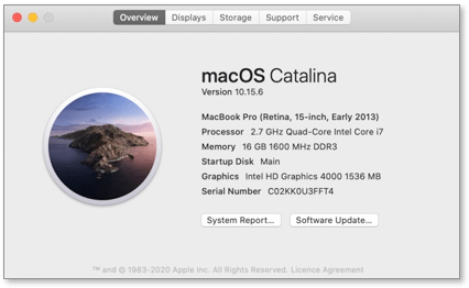 Image showing the macOS version information from "About this Mac".