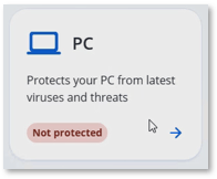 Picture showing the PC tile highlighting that the user is not fully protected.