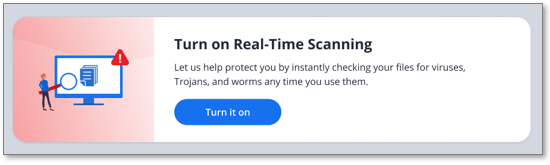 Picture showing Action Center prompting the user to turn on Real-Time Scanning.