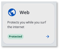 Picture showing the Web tile showing that the user is protected.
