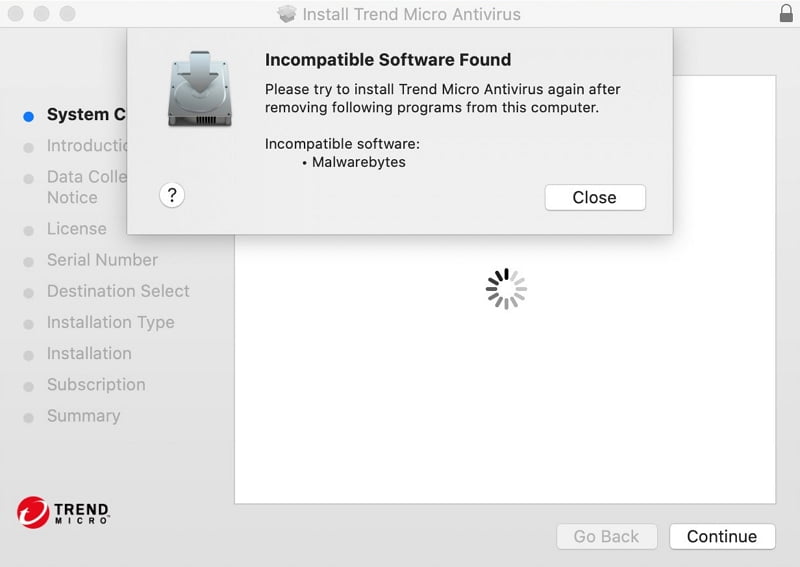 Incompatible Software Found