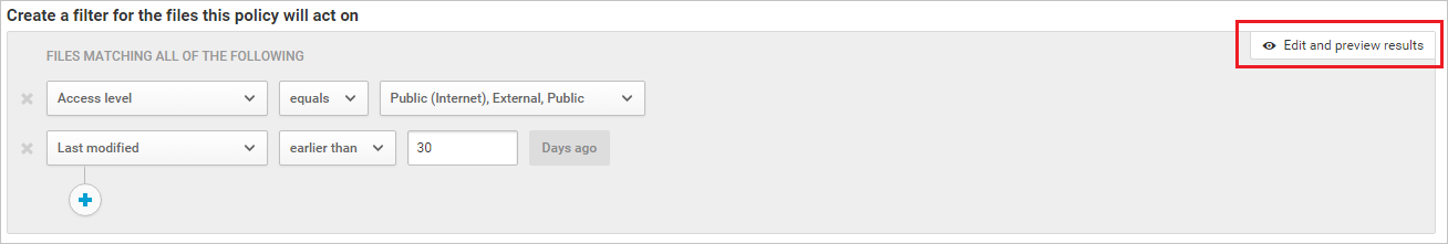 File policy edit and preview results.