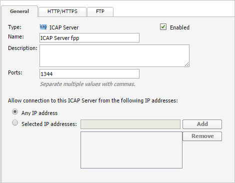 ICAP configuration.