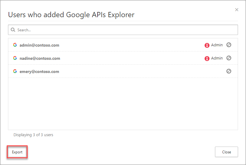 Screenshot showing export of OAuth app auditing.