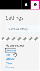 Choose Office 365 settings