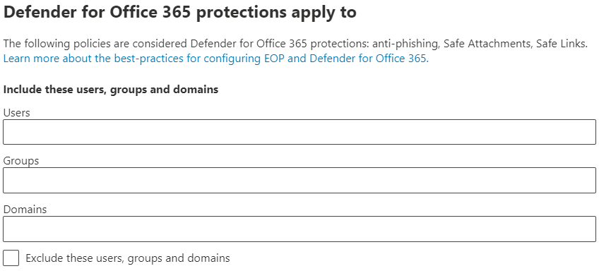Add the conditions needed to apply the Defender for Office 365 security level to your pilot group.