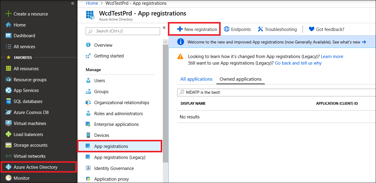 Image of Microsoft Azure and navigation to application registration.