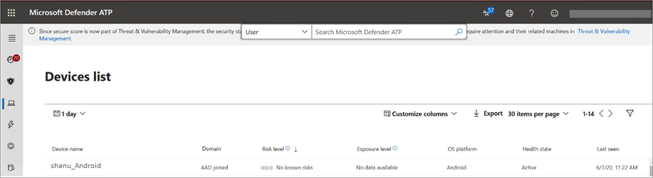 Image of Microsoft Defender for Endpoint portal.
