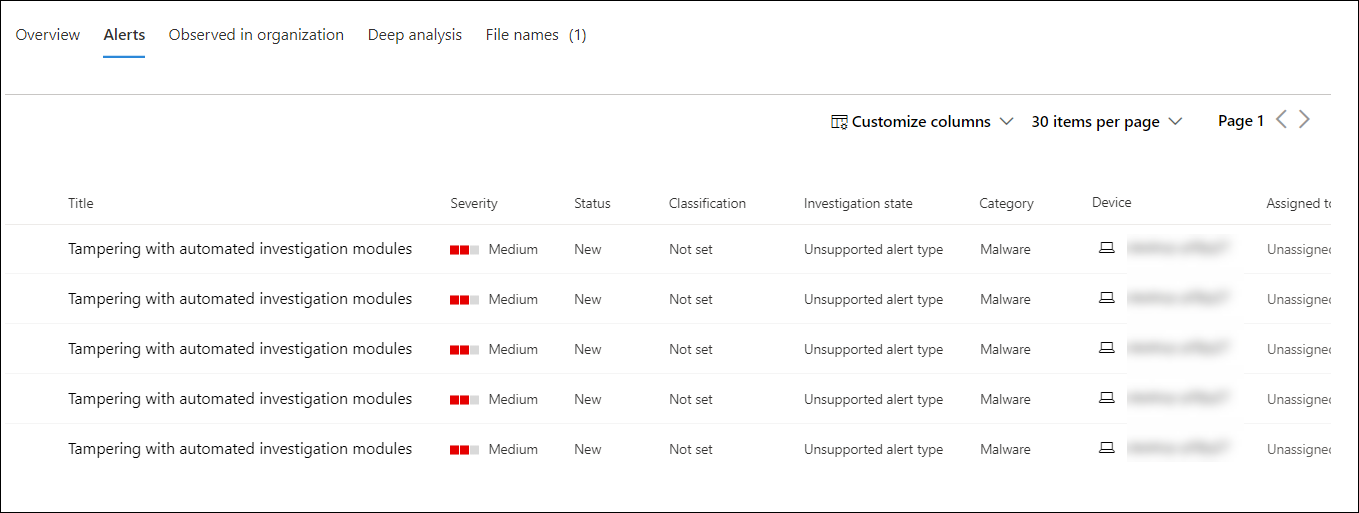 Image of alerts related to the file section.