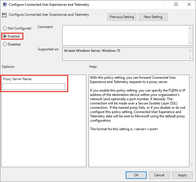 Image of Group Policy configuration setting.